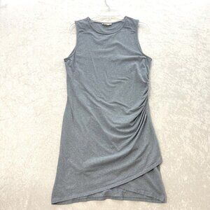 SYNERGY Dress Ruched Side Womens Large Organic Cotton Gray Sleeveless Activewear
